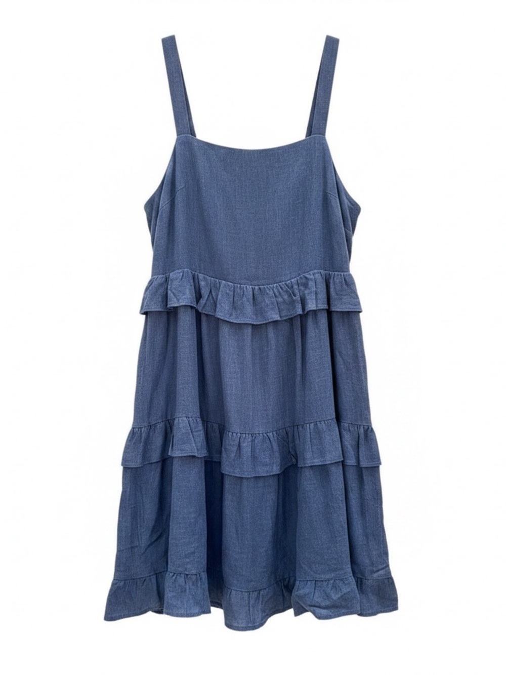 Altar’d State navy blue tiered mini dress linen blend spaghetti straps Size XS